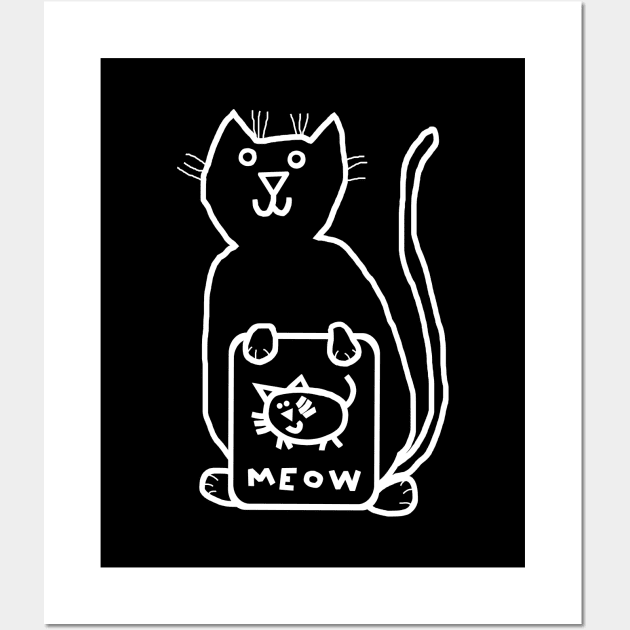 Whiteline Cute Cat Self Portrait Wall Art by ellenhenryart